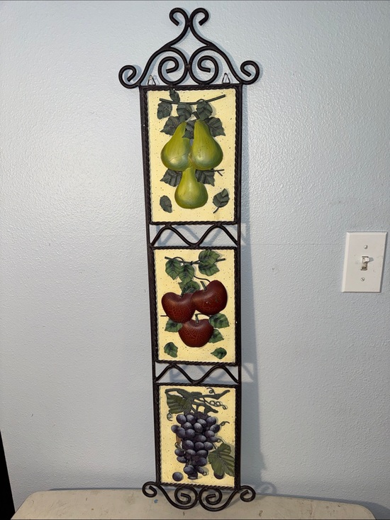 Home Interiors Other - Vintage Home Interiors (Homco) Wrought Iron 3-D Fruit Wall Plaque Tuscan Rustic